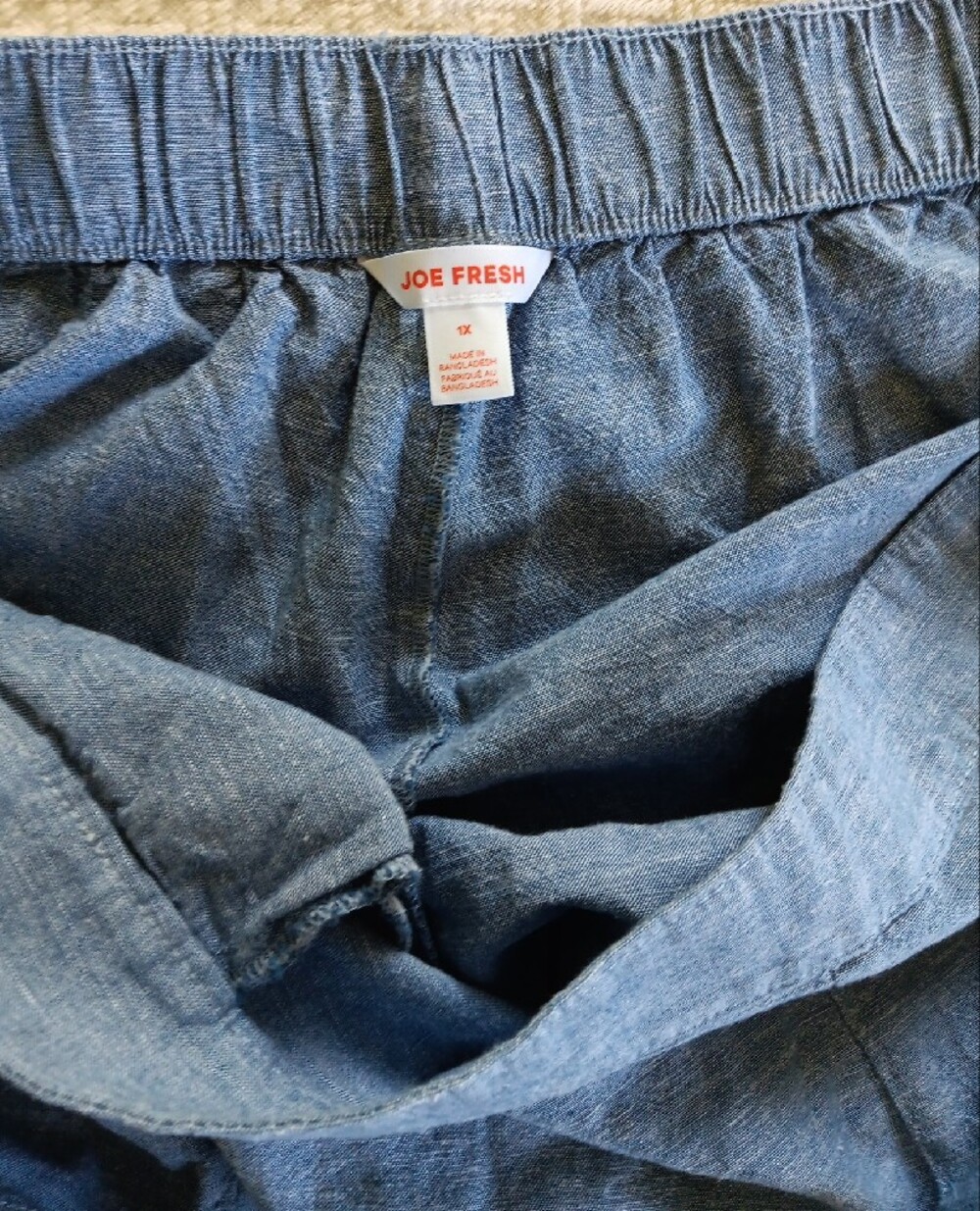 Joe Fresh Blue Chambray Bermuda Shorts Cotton/Linen Women's 1X - Picture 5 of 7